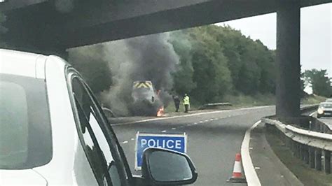 Van On Fire Causes Rush Hour Delays On M90 Bbc News