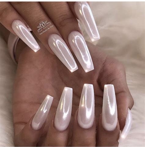 Chrome Wedding Nails White Acrylic Nails Metallic Nails Pretty Nails