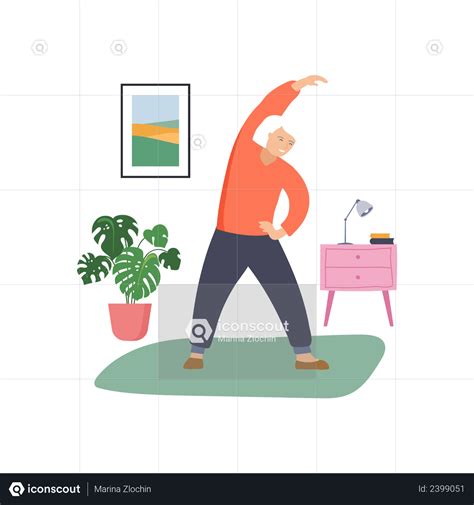 Best Premium Old Man Doing Exercise Illustration Download In Png