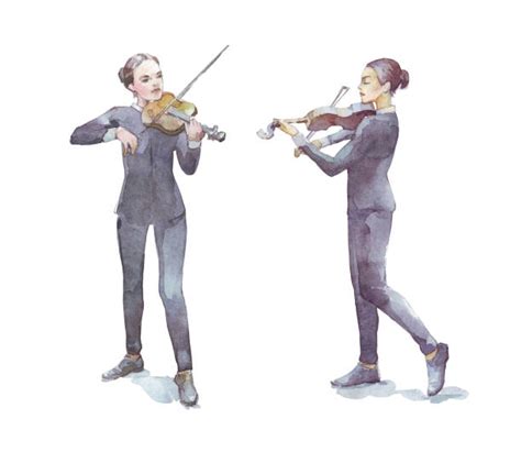 Female Violin Players Clip Art Illustrations Royalty Free Vector