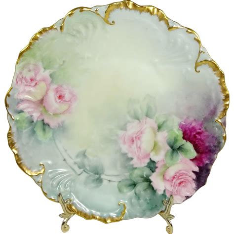 Stunning Antique Limoges France Plate Hand Painted Pink Roses Sold At