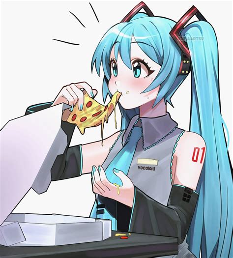 Miku Eats A Pizza Vocaloid R2dgirlseatingcutely