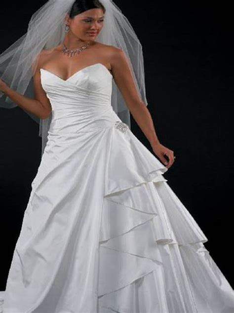 A Line Sweetheart Court Train Satin Plus Size Wedding Dress