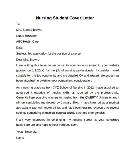 10 Sample Nursing Cover Letter Examples To Download Sample Templates