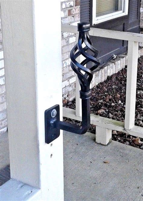 The handrail shown at the top of the page is an example of one that is not terminated properly and the end sticking out could snag a handbag, causing a fall. New Wrought Iron Grab Rail Handrail 1-2 Step Single Post ...