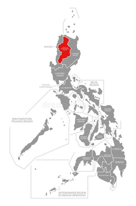 Cordillera Administrative Region Red Highlighted In Map Of Philippines