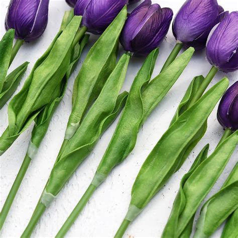 Fiveseasonstuff 10 Stems Of Purple Real Touch Tulip Etsy Canada
