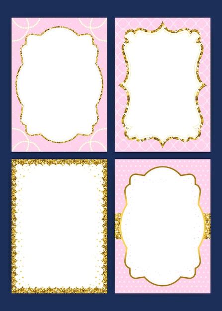 Premium Vector Set Of The Blank Gold Glitter Card Templates