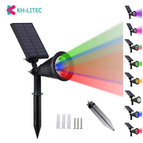 Khlitec Led Solar Light Color Changing 4 Led Solar Spotlight Adjustable
