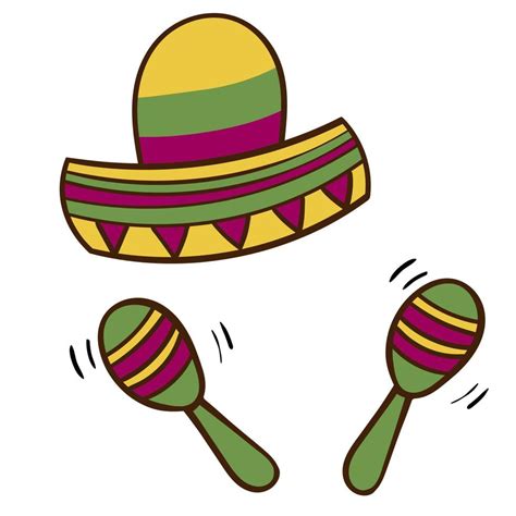 Maracas Mexicanas Y Sombrero Sombrero 8057240 Vector En Vecteezy
