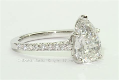 Pear Shaped Diamond Solitaire Engagement Ring Boston Ring And Gem