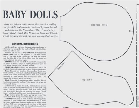 Vintage Cloth Doll Patterns Baby Dolls By Joan Russell