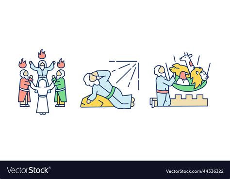 Biblical Characters Rgb Color Icons Set Royalty Free Vector