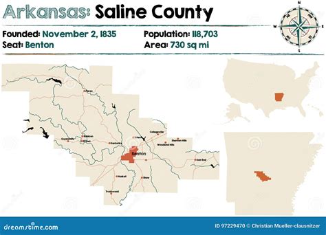 Arkansas Saline County Map Stock Vector Illustration Of Counties