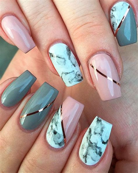 Stylish Nail Art Design Ideas To Wear In 2021 Marble Nails With Gold
