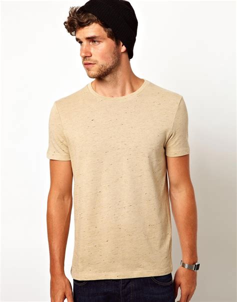 Asos T Shirt With Crew Neck And Slubby Jersey In Natural For Men Lyst