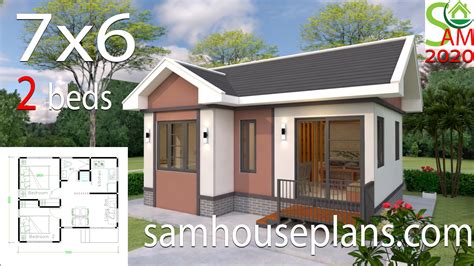 Small House Plans Design 7x6 With 2 Bedrooms Gable Roof Samhouseplans