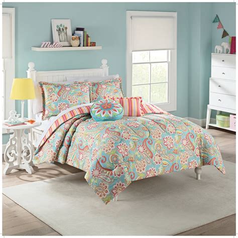 Waverly Kids Bright Paisley Floral And Stripes Reversible Comforter