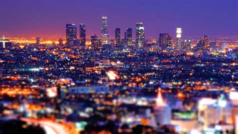 Los Angeles During Night Time Tilt Shift Photography Backiee