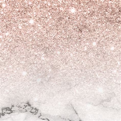 Modern Faux Rose Gold Pink Glitter Ombre White Marble