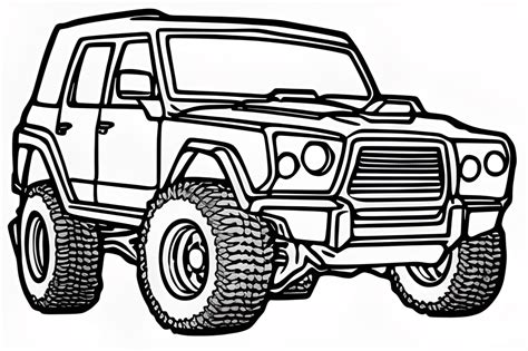 Off Road 4x4 Coloring Page Side View · Creative Fabrica