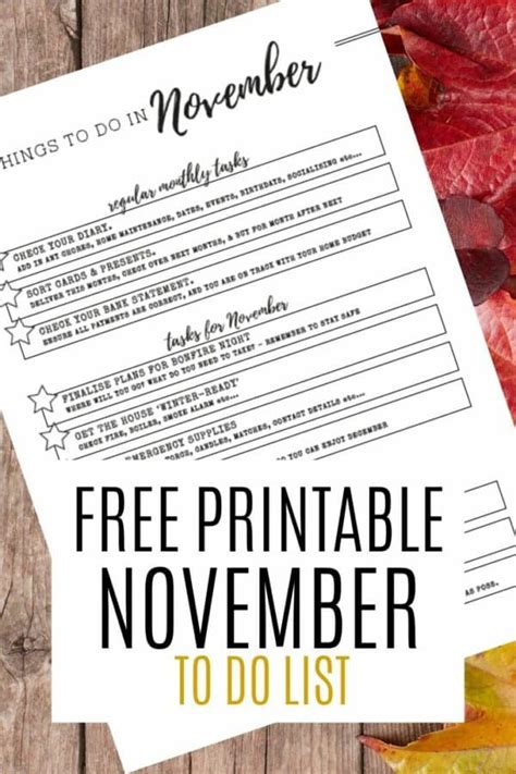 Ultimate List Of Things To Do In November Free Printable