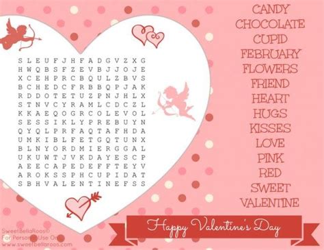 Free Valentines Day Word Search Printable Sweet Bella Roos
