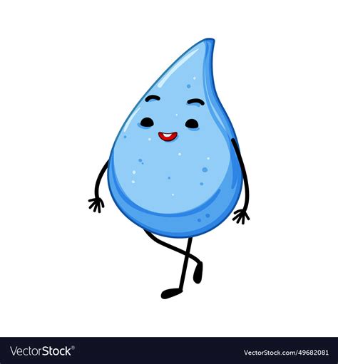 Aqua Water Drop Character Cartoon Royalty Free Vector Image