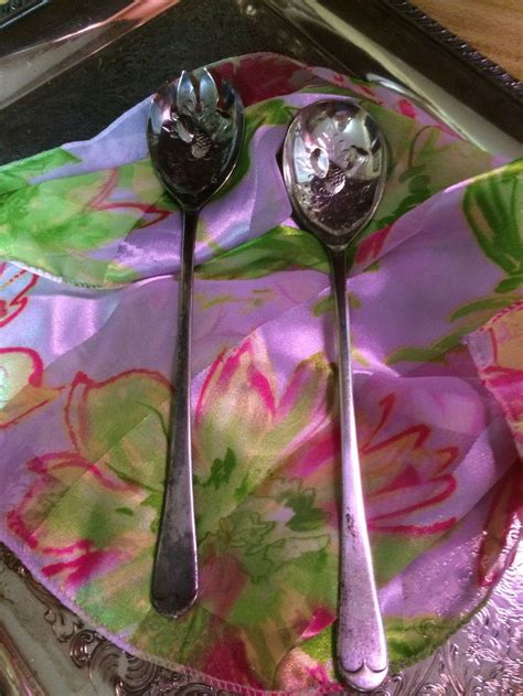Vintage Sheffield Silver Plate Salad Spoon And Fork Set Etsy