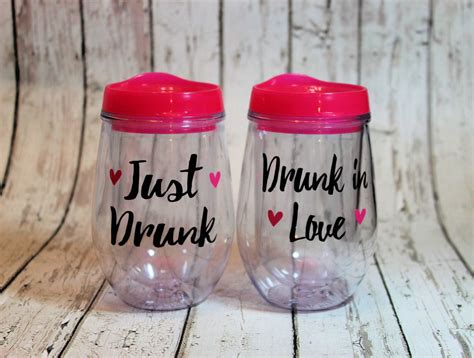 Drunk In Lovejust Drunk Bachelorette Party Stemless Wine Bev2go Be