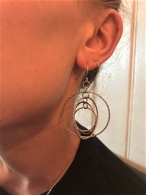 Kaleidoscope Rose Gold Earrings Anya Interlocking Circle Hoop Drop