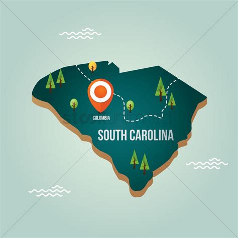 South Carolina Map With Capital City Vector Image 1536707