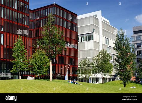 Sandtorpark And Office Buildings In Hafencity Hamburg Stock Photo Alamy