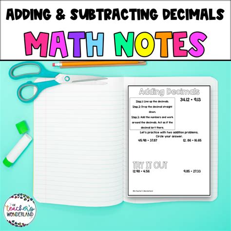 Grade 5 Adding And Subtracting Decimals Math Notes Paper And Digital