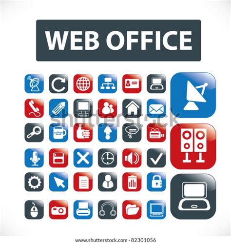 Web Office Buttons Icons Signs Vector Stock Vector Royalty Free