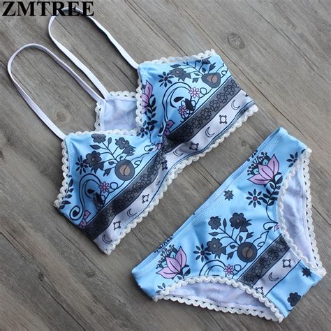 Zmtree New Bikinis Set Sexy Printed Swimsuit Push Up Bikini 2017