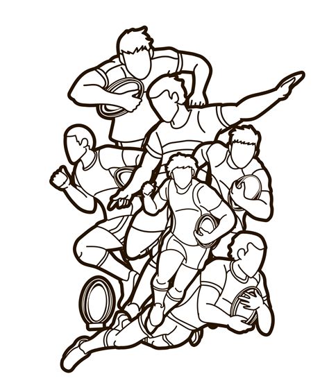 Group Of Rugby Players Outline 2289346 Vector Art At Vecteezy