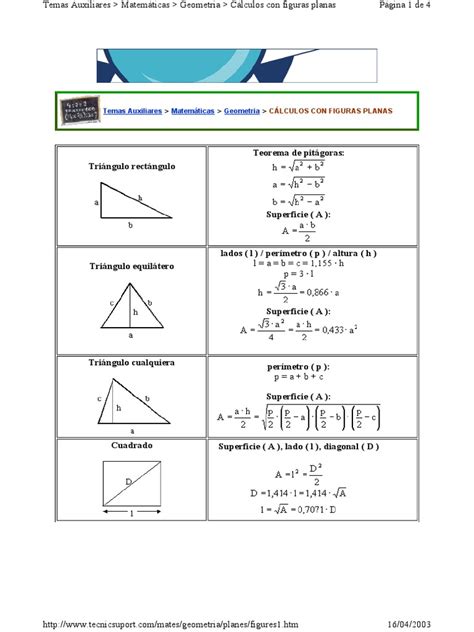 Geometria Plana Formulaspdf Triángulo Rectángulo