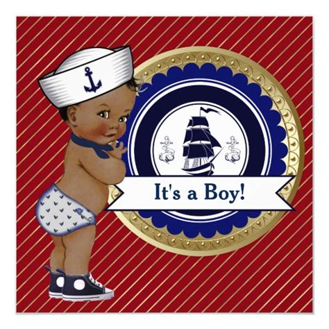 Ethnic Sailor Boy Nautical Baby Shower Card