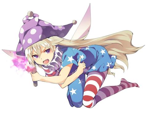 hasebe yuusaku clownpiece touhou bad id bad twitter id 1girl american flag dress american