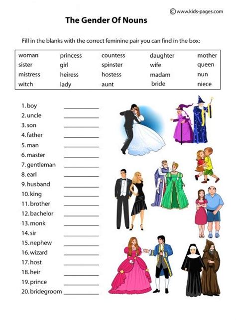 Nouns Gender People Worksheet English Grammar Worksheets Gender