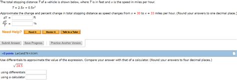 How much stopping distance should i leave? Solved: The Total Stopping Distance T Of A Vehicle Is Show ...