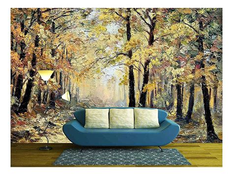 Wall26 Oil Painting Landscape Autumn Forest Full Of Fallen Leaves
