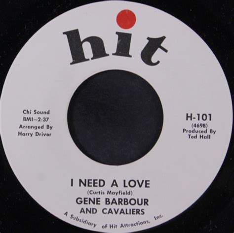 Gene Barbour And Cavaliers I Need A Love Vinyl Discogs