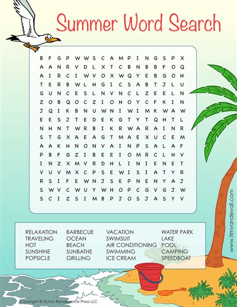 Inspire young writers with our free printable picture dictionaries. Summer-Word-Search - Tim's Printables