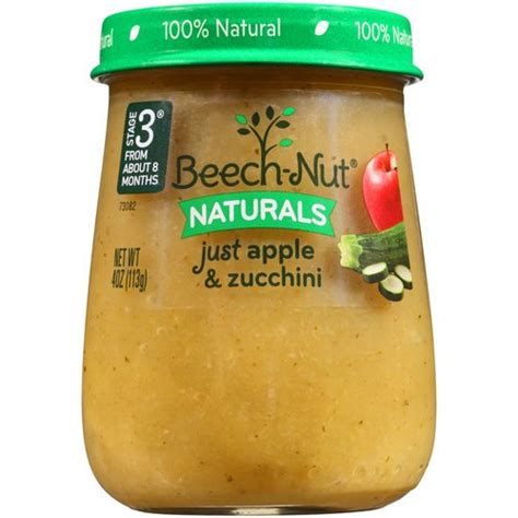 In addition, meats are introduced. Beech-Nut Naturals Just Apple & Zucchini Stage 3 Baby Food ...