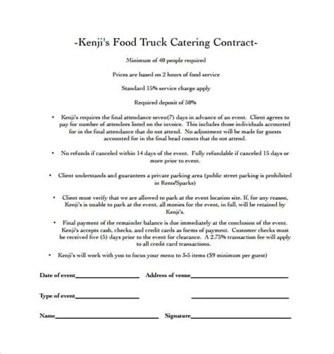 Catering Contract Templates Find Word Templates