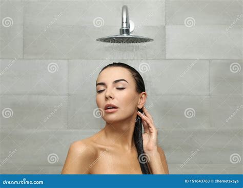 Beautiful Young Woman Taking Shower Stock Image Image Of Caucasian Fresh 151643763