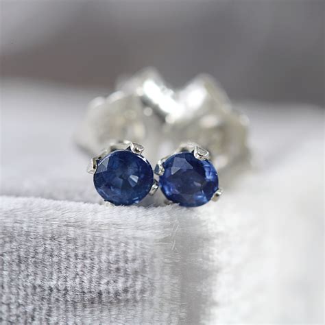 Sapphire Stud Earrings Tiny Gemstone Studs
