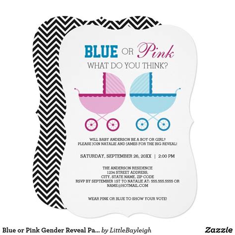 Blue Or Pink Gender Reveal Party Invite Zazzle Gender Reveal Party Invitations Gender